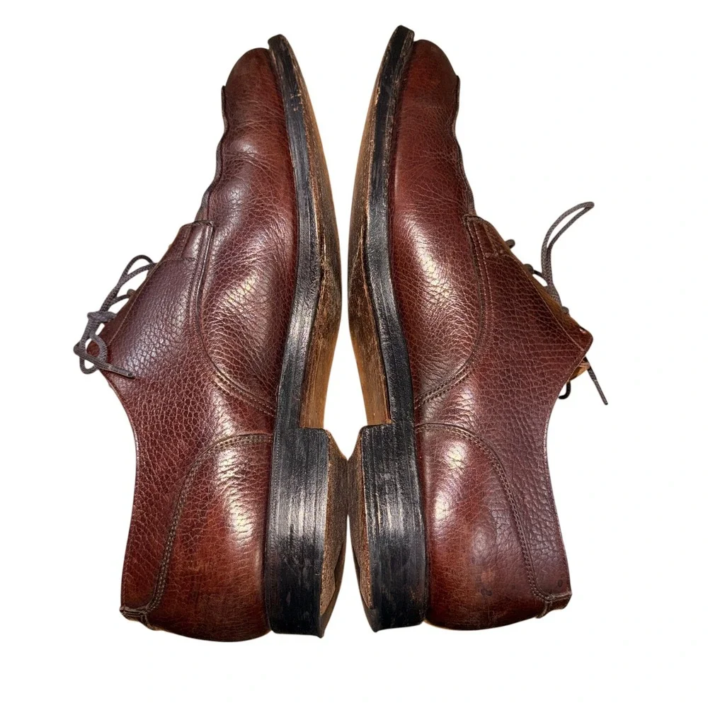 Peal & Co Brooks Brothers Dress Shoes Mens 9D Pre-Owned Derby Brown Pebble Grain